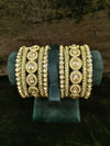 Gold polish Bangles Size 2.4 with white stones
