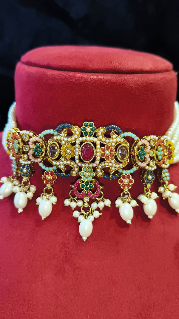 Moti Kundan Choker Necklace