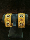 Gold polish Rajwadi Style 2 pic Bangles Size 2.4 with red and green kundan stone