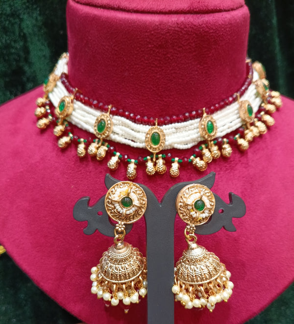 Rajvadi Moti Kundan Necklace