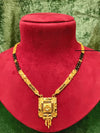 Short Gold Plated Black Beads Mangalsutra With Pendant