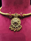 Beautiful Traditional Kanthi Short Necklace with maroon and Pink stone and beads
