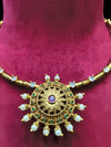 Pearl Moti Kanthi Short Necklace With white Stone