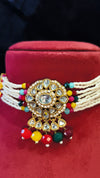 Pearl Choker with Kundan Polki