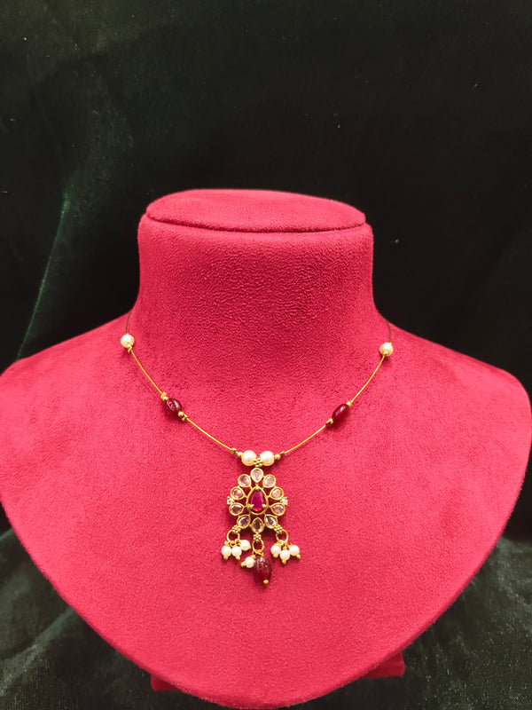 Delicate Necklace Invisible necklace with stone and moti pearl