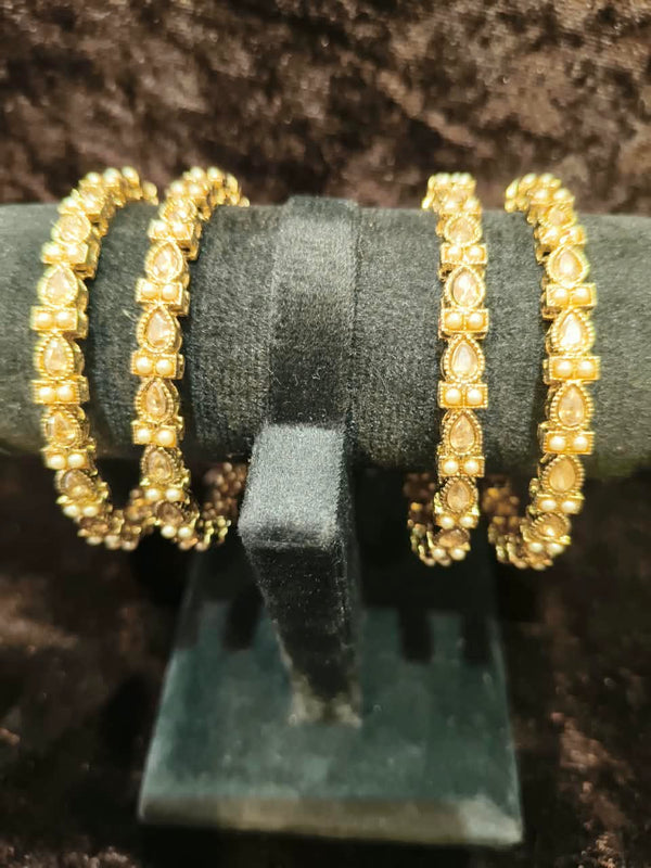Pearl Moti white stone Bangles size 2.2