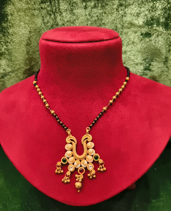 Short length mangalsutra, Imitation artificial short mangalsutra, Black beads mangalsutra