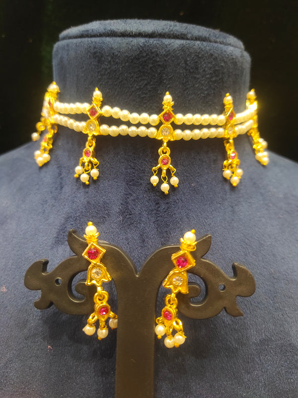 Moti Pearl traditional choker Necklace