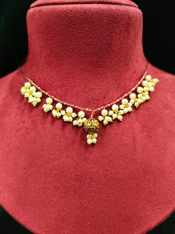 Beautiful Delicate Necklace Invisible necklace with stone and moti pearl