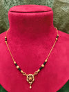 Short Gold Plated Black Beads Delicate Mangalsutra With stone Pendant
