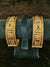 Gold polish 2 pic Bangles Size 2.4 with green red kundan