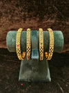 Gold polish Rajwadi Style 4 pic Bangles Size 2.4 with red and green kundan stone