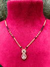 Short Length New Design Mangalsutra Artificial Imitation Short Mangalsutra With Black Breads With Stone Pendant