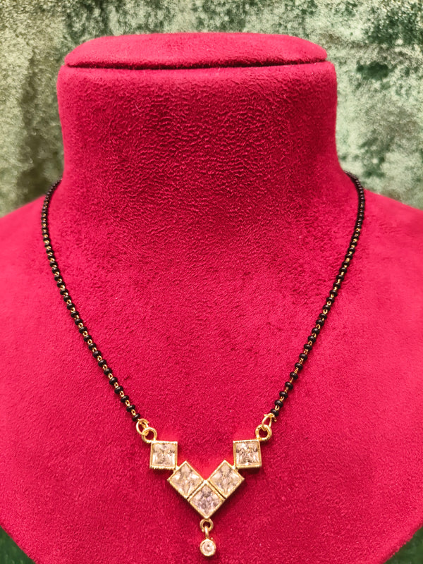 Short length mangalsutra, Imitation artificial short mangalsutra, Black beads Mangalsutra