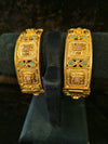 Gold polish 2 pic Bangles Size 2.4 with mint and pink kundan